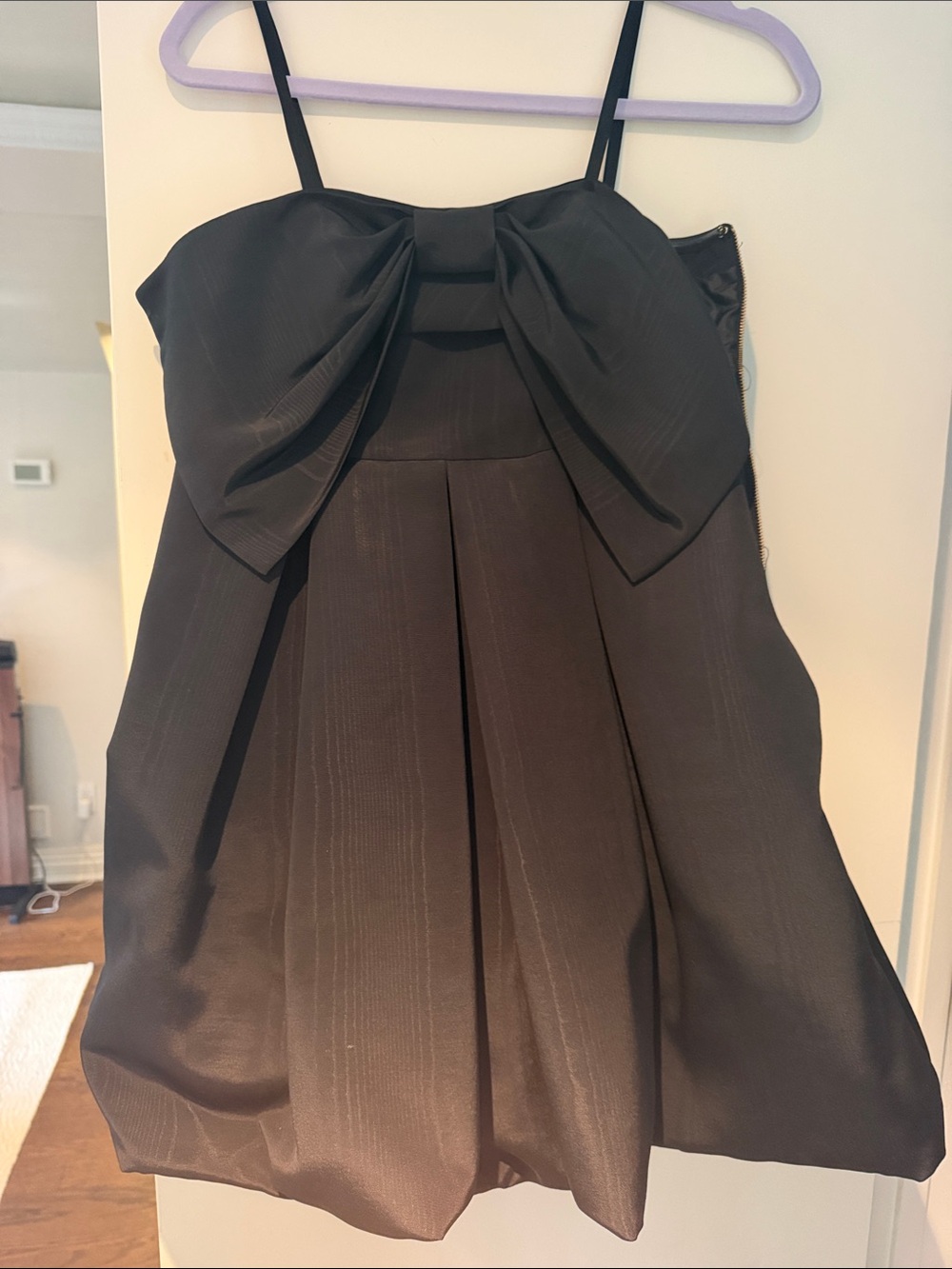 LoveShackFancy Black Bow-Front Mini Dress